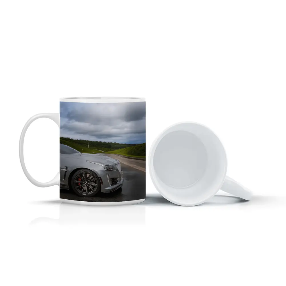 Cadillac CTS Silver Sedan Wet Road – Mugs