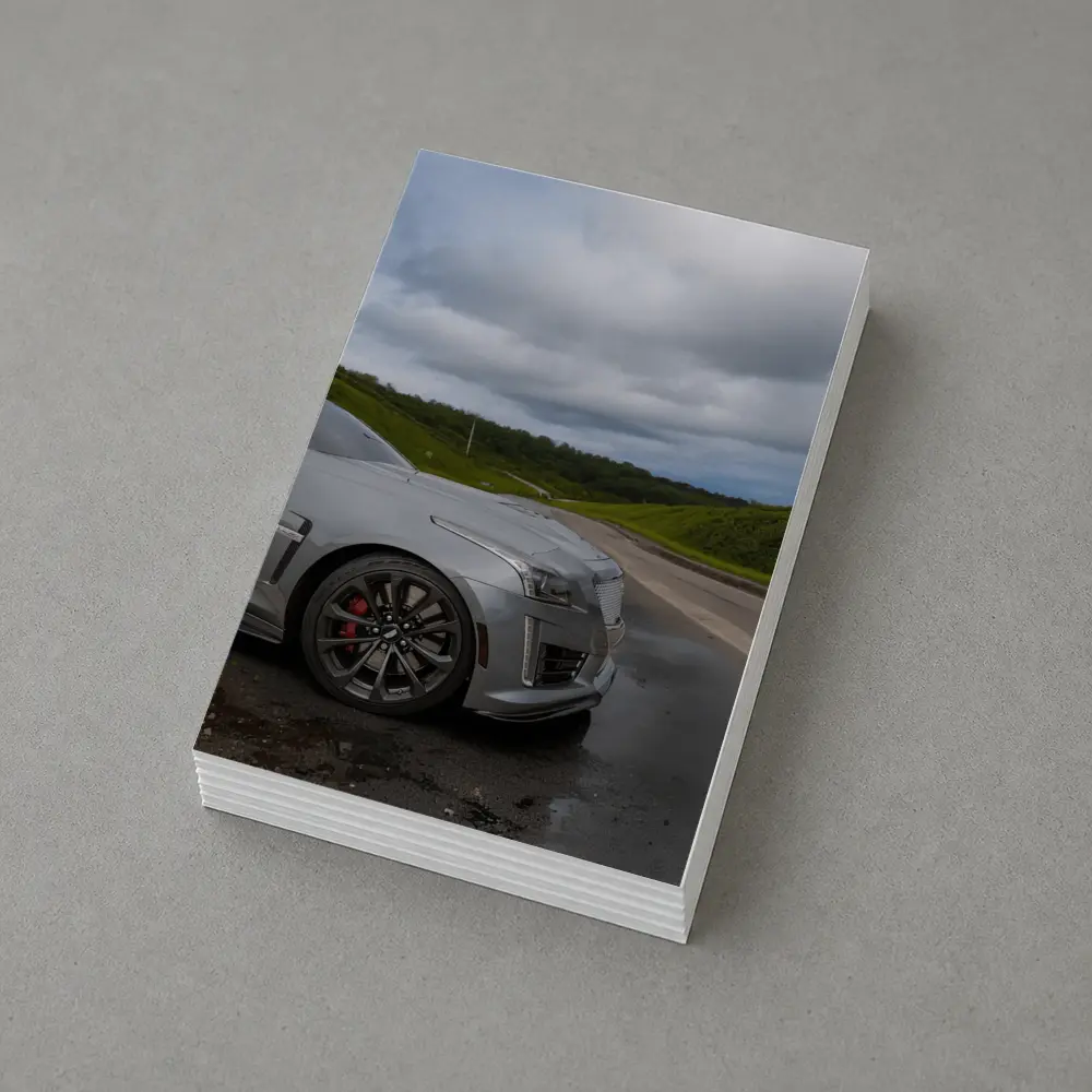 Cadillac CTS Silver Sedan Wet Road – Postcards