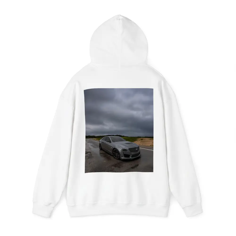 Cadillac CTS Gray Sedan Stormy Road – Hoodies
