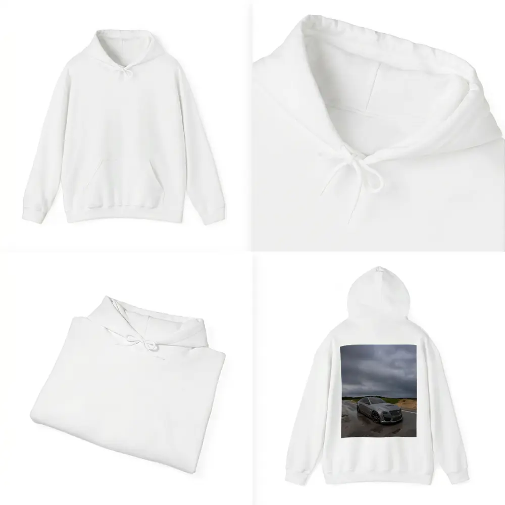 Cadillac CTS Gray Sedan Stormy Road – Hoodies