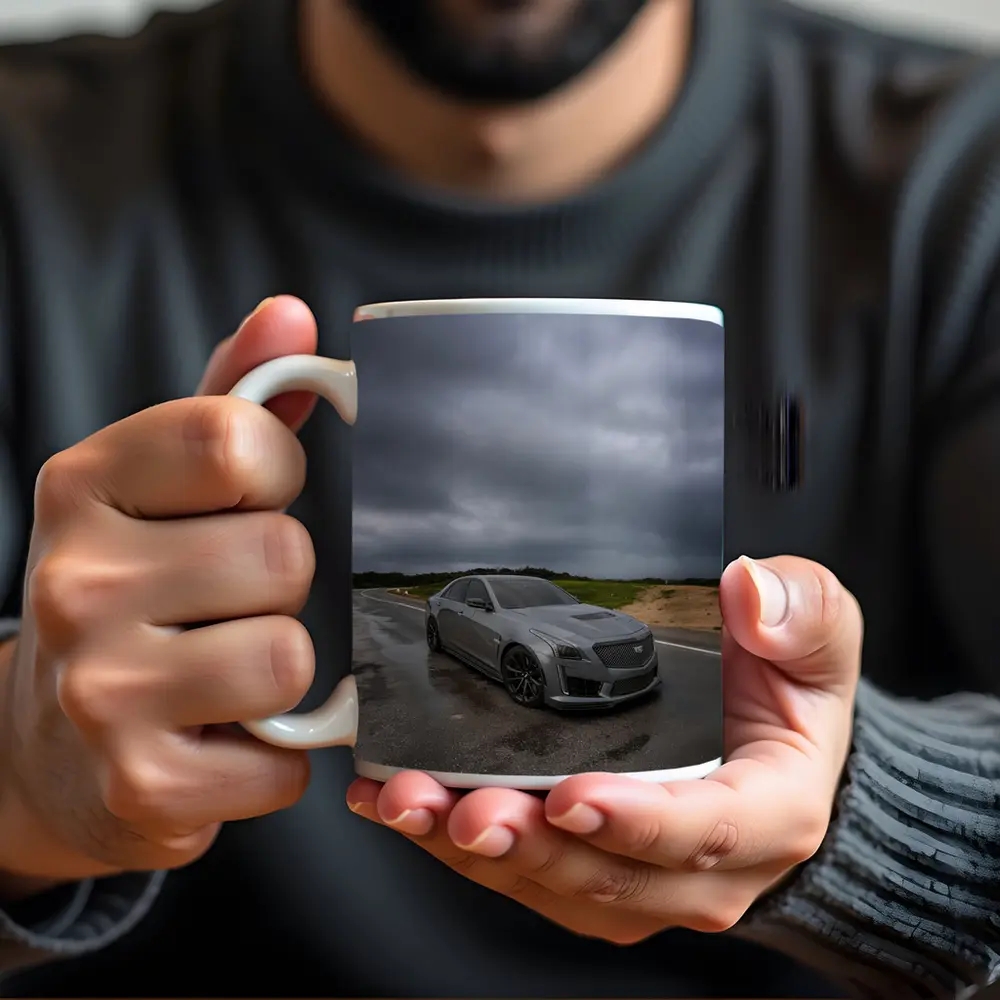 Cadillac CTS Gray Sedan Stormy Road – Mugs