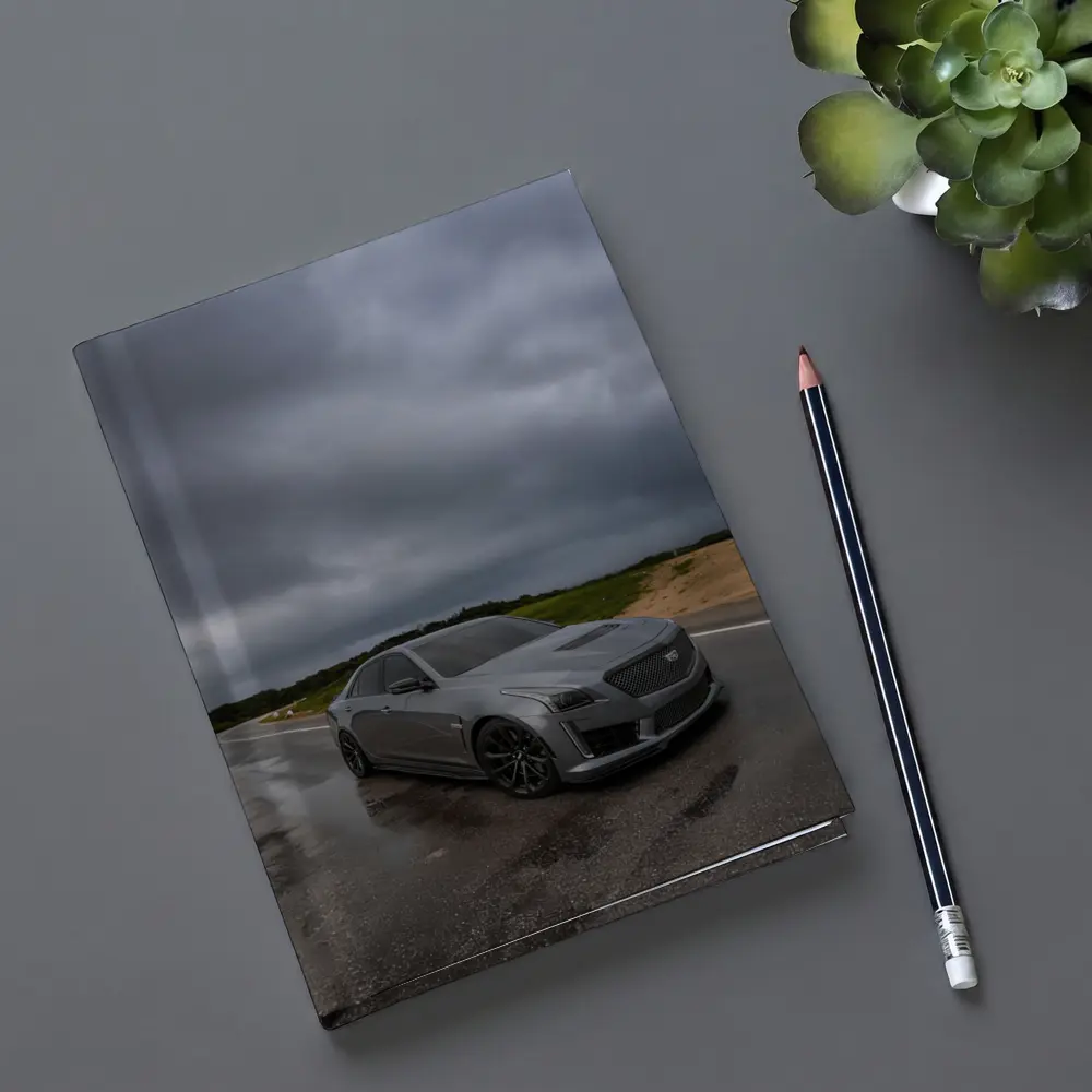 Cadillac CTS Gray Sedan Stormy Road – Notebooks