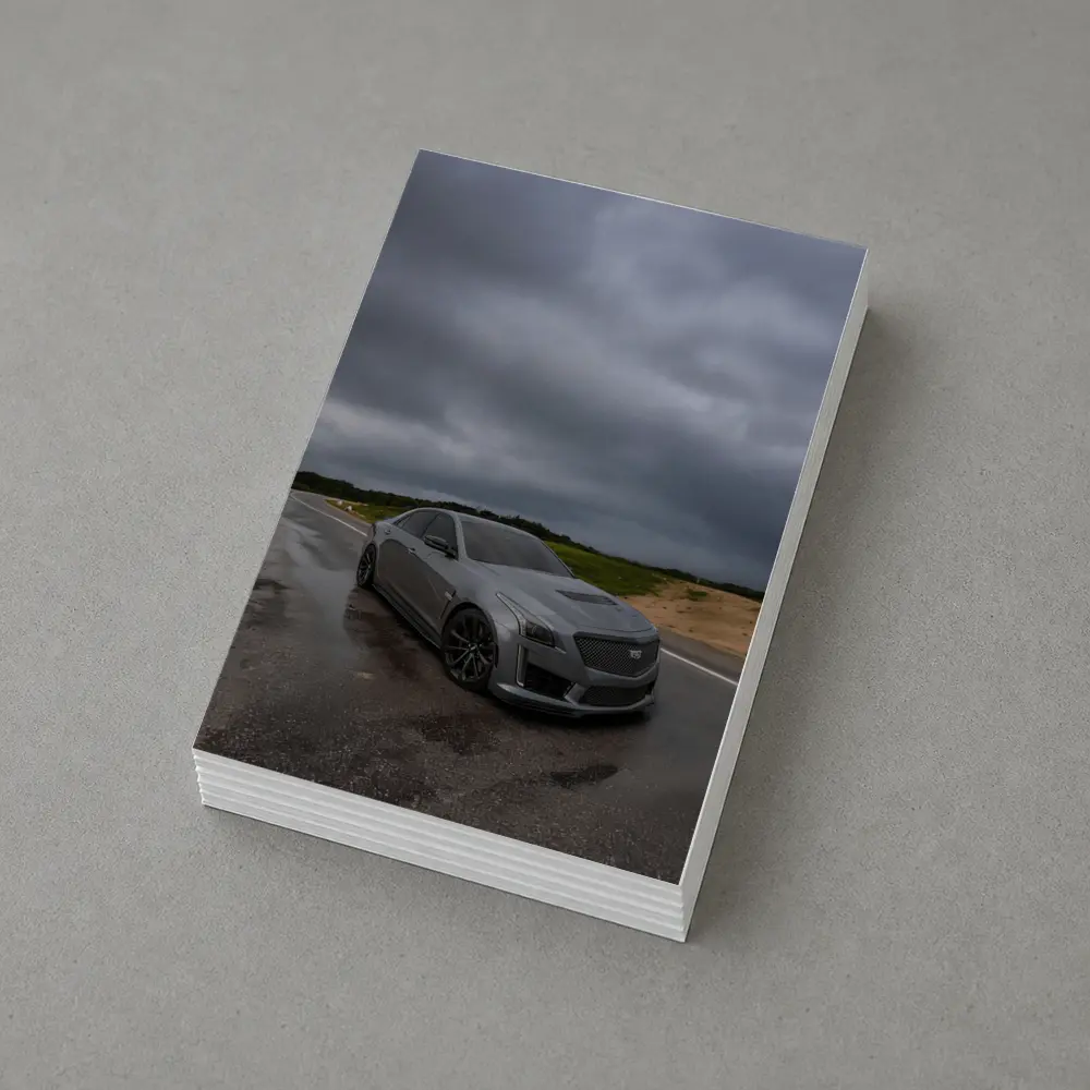 Cadillac CTS Gray Sedan Stormy Road – Postcards