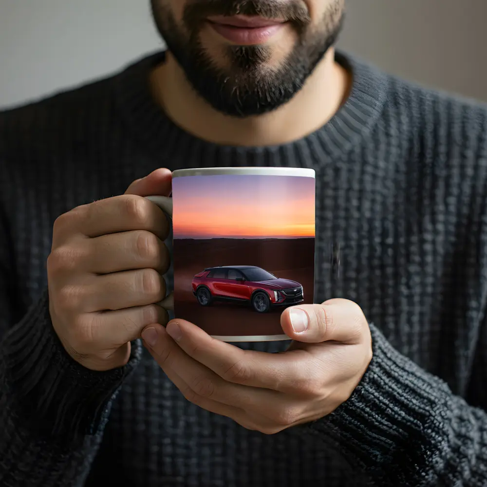 Cadillac Lyriq Red SUV Desert Sunset – Mugs