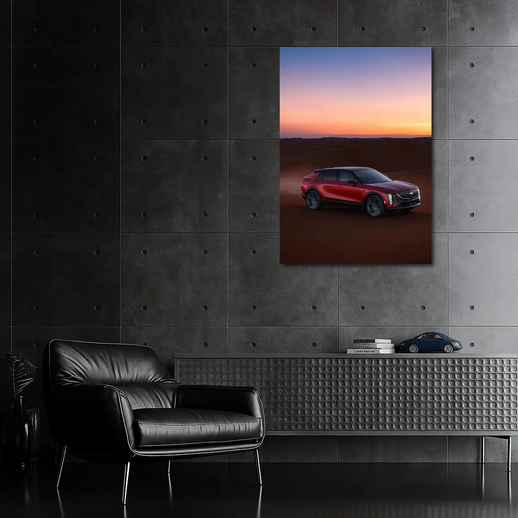 Cadillac Lyriq Red SUV Desert Sunset – Wall Art