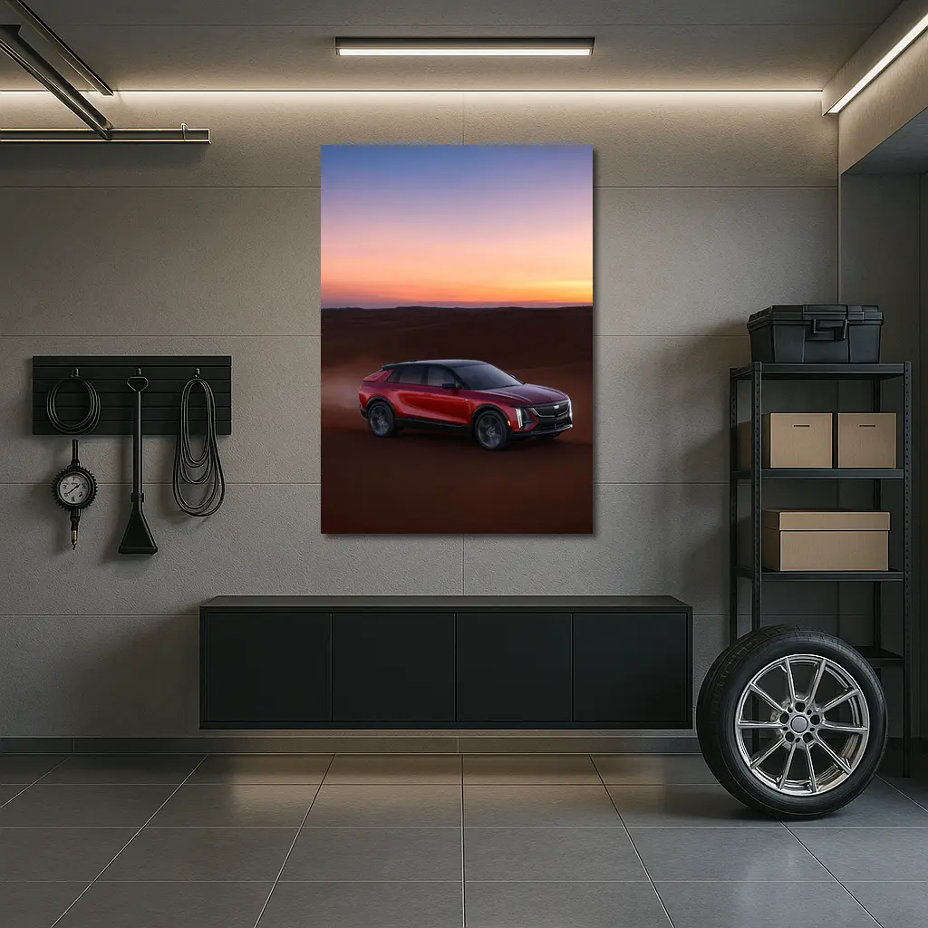 Cadillac Lyriq Red SUV Desert Sunset – Wall Art