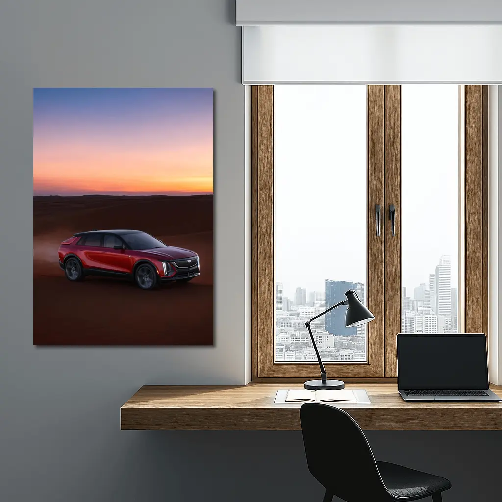 Cadillac Lyriq Red SUV Desert Sunset – Wall Art