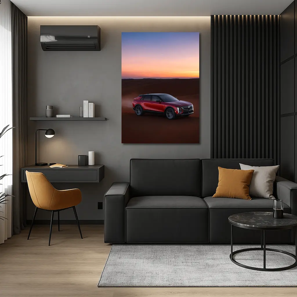 Cadillac Lyriq Red SUV Desert Sunset – Wall Art
