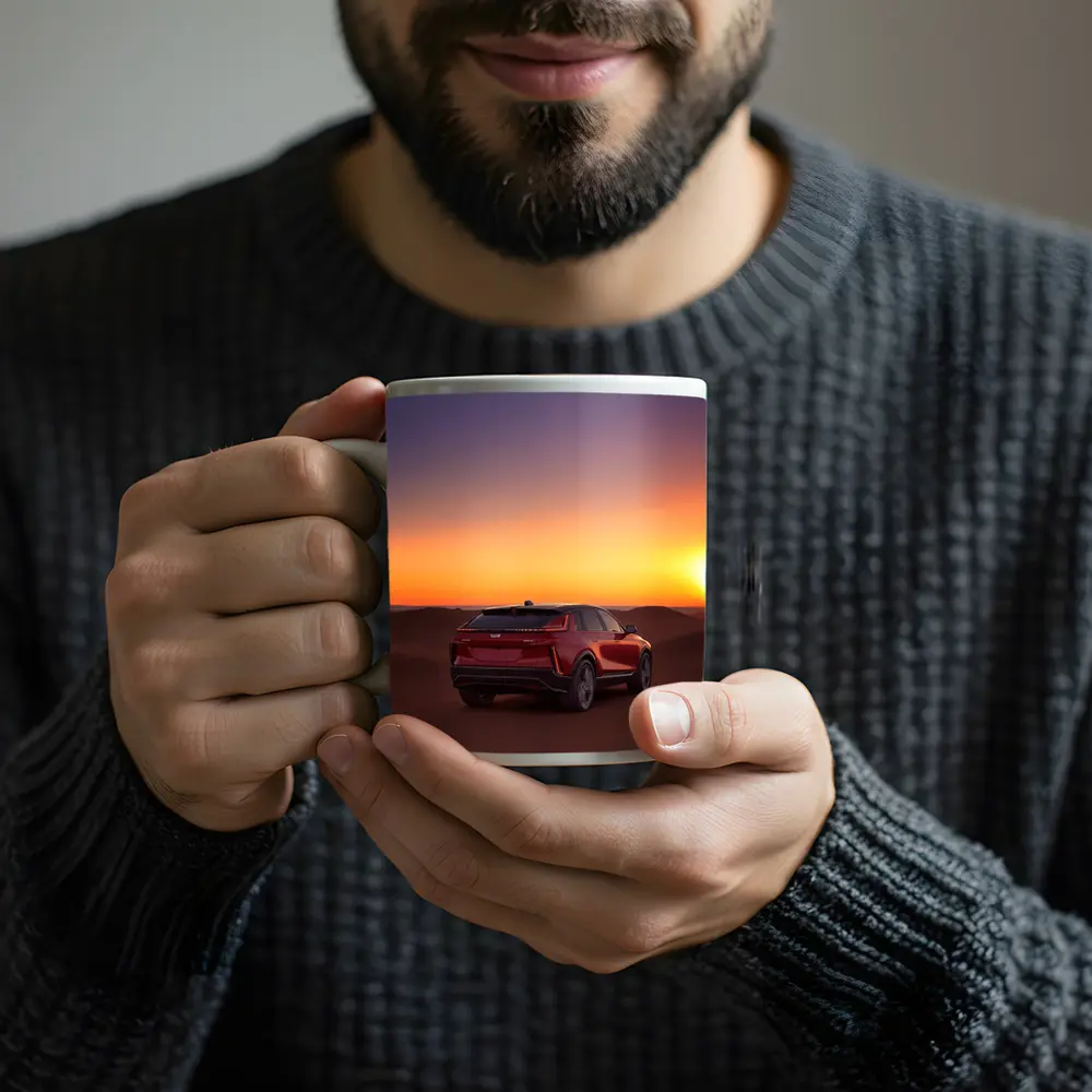 Cadillac SUV Red Desert Sunset Dunes – Mugs