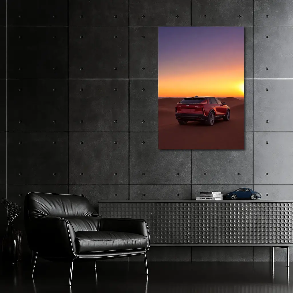 Cadillac SUV Red Desert Sunset Dunes – Wall Art