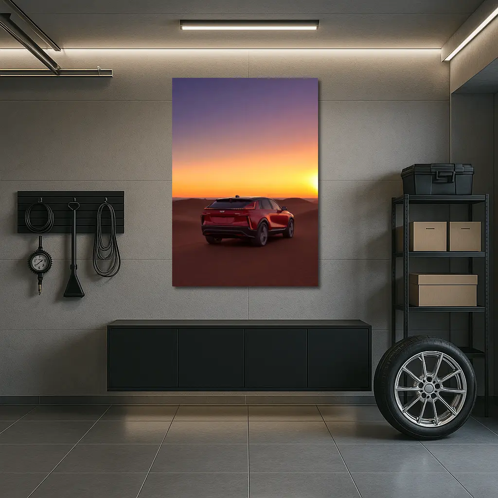 Cadillac SUV Red Desert Sunset Dunes – Wall Art