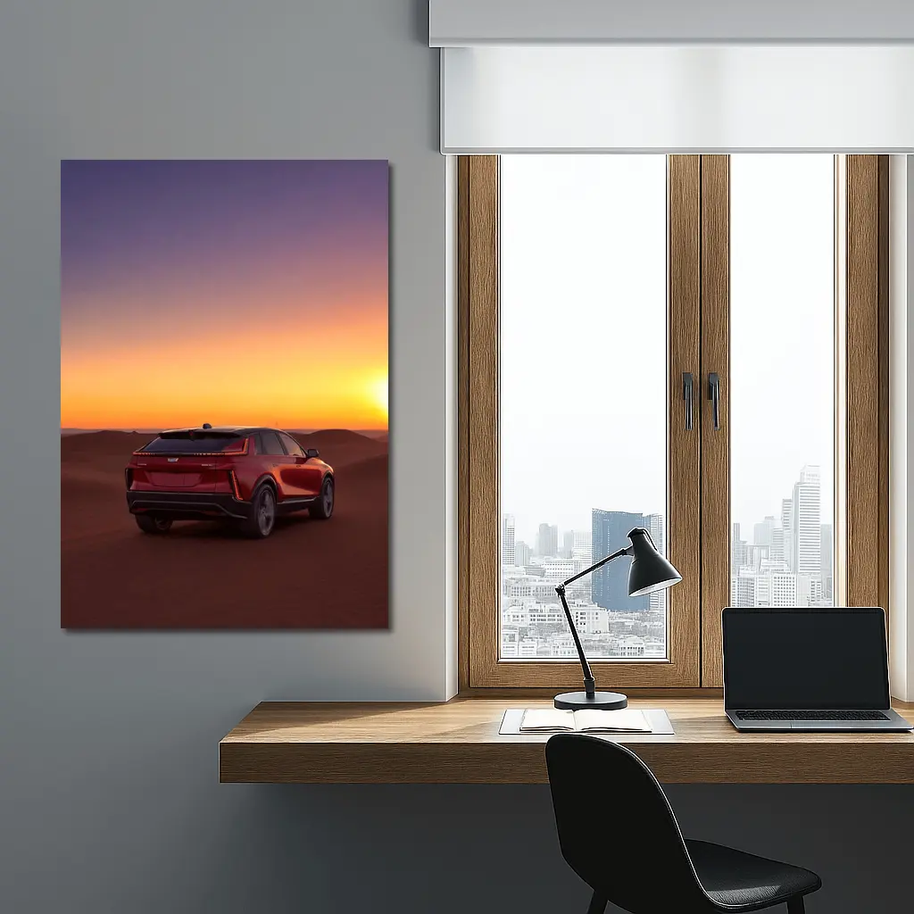 Cadillac SUV Red Desert Sunset Dunes – Wall Art