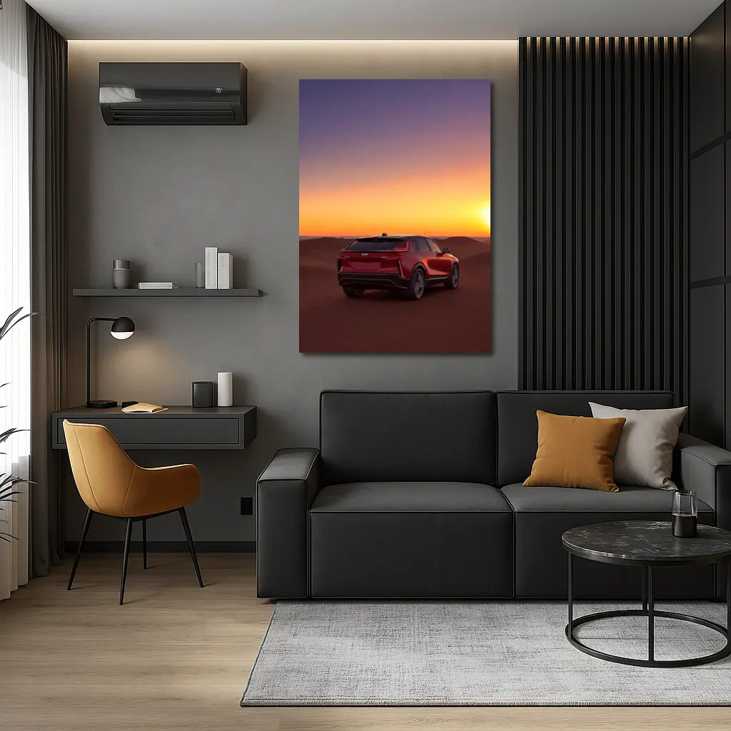 Cadillac SUV Red Desert Sunset Dunes – Wall Art