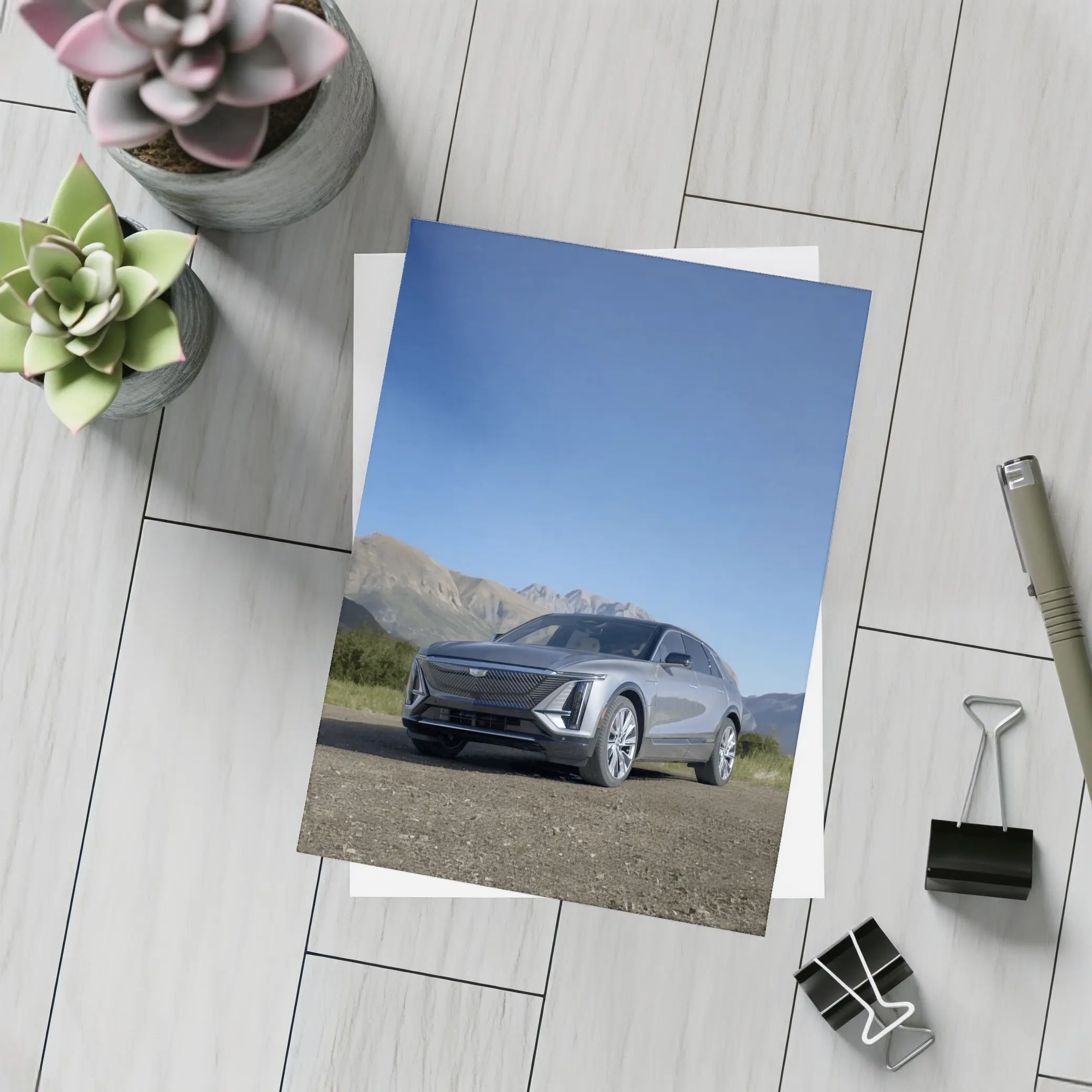 Cadillac Lyriq SUV Mountain Landscape Gray – Postcards