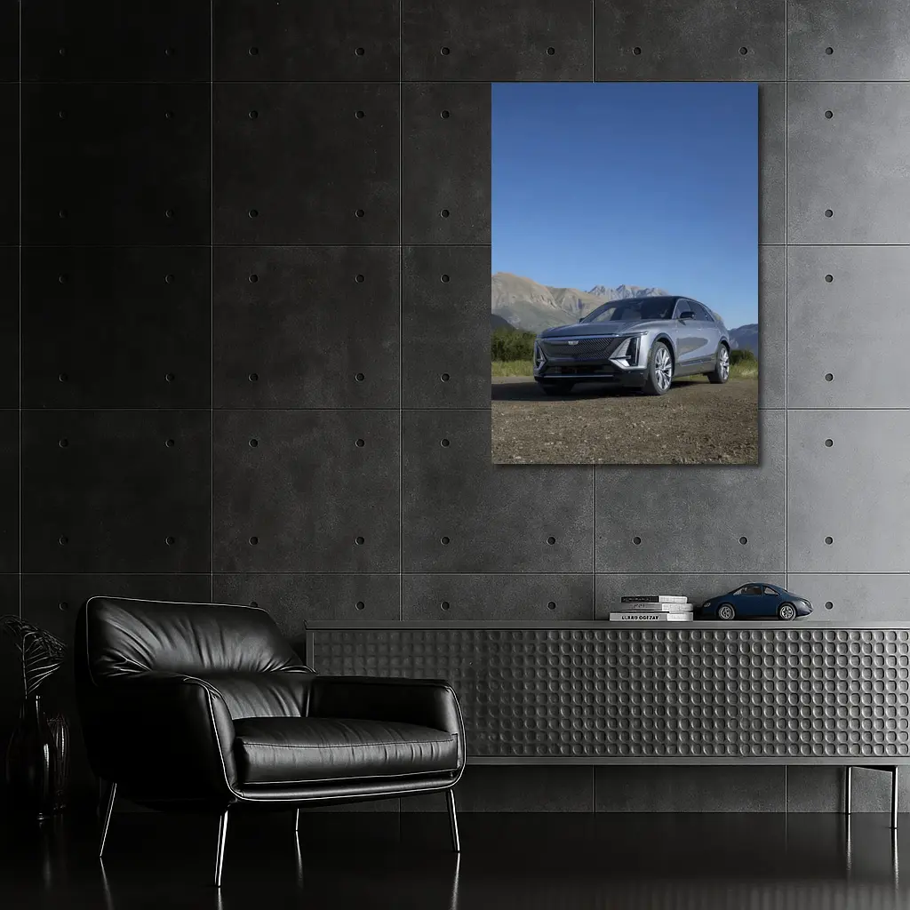 Cadillac Lyriq SUV Mountain Landscape Gray – Wall Art