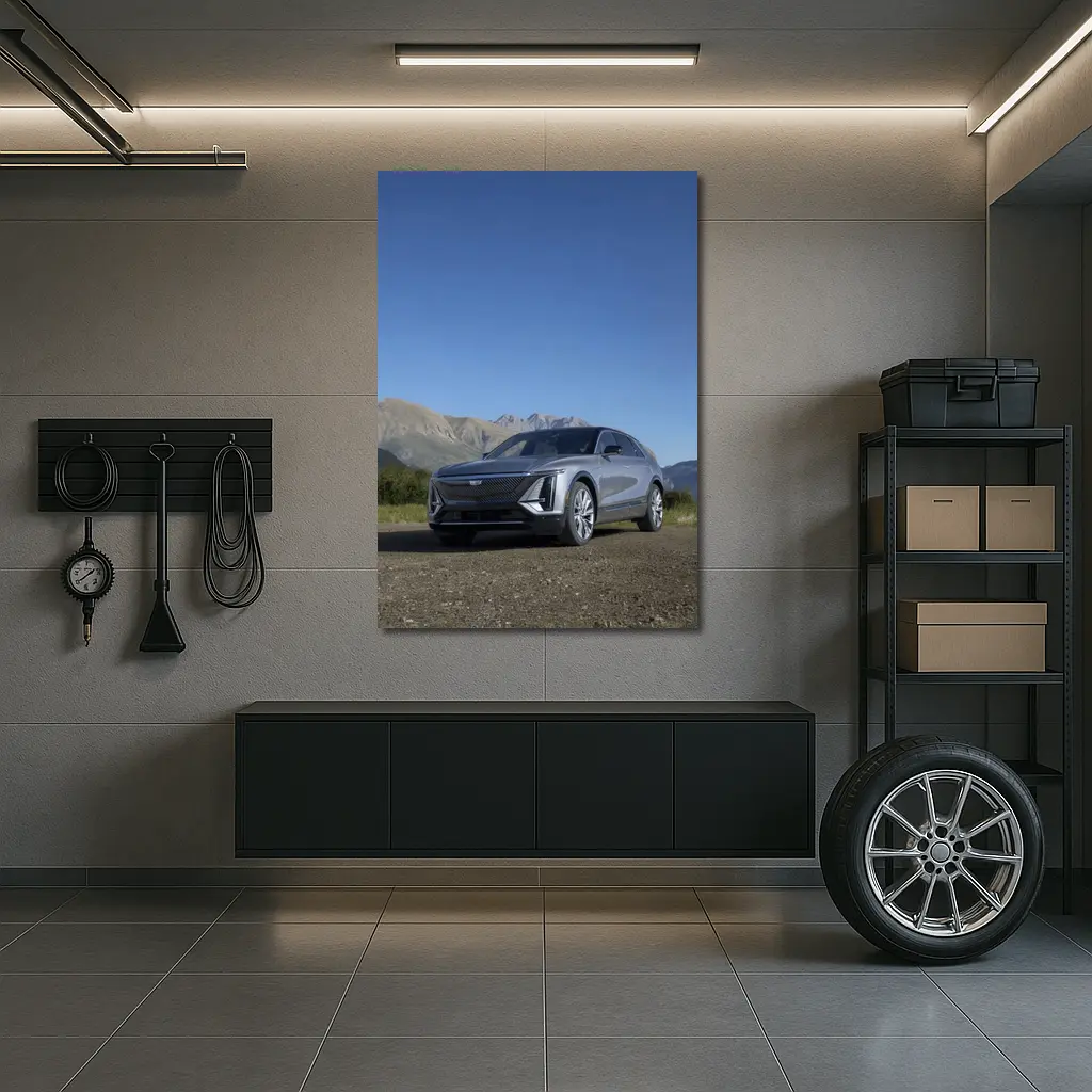 Cadillac Lyriq SUV Mountain Landscape Gray – Wall Art