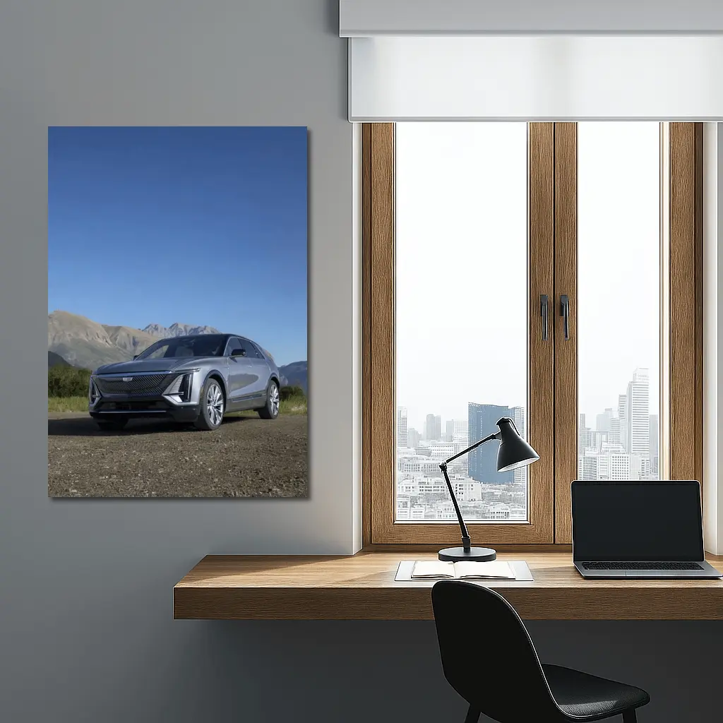 Cadillac Lyriq SUV Mountain Landscape Gray – Wall Art