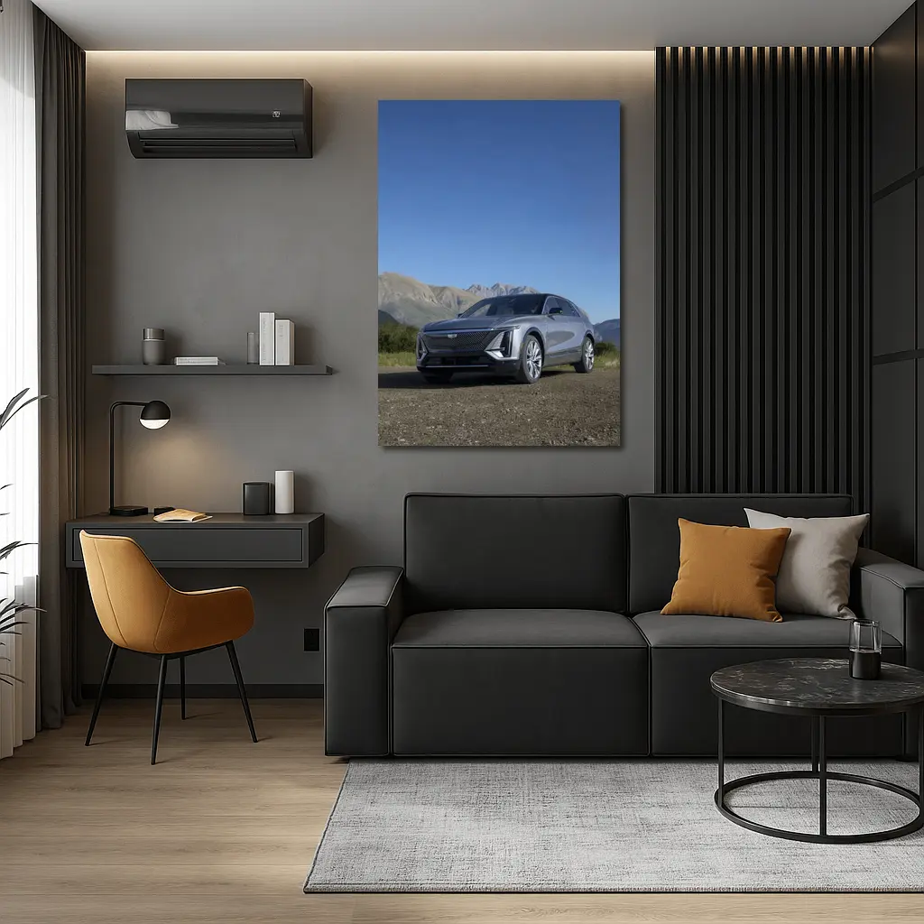 Cadillac Lyriq SUV Mountain Landscape Gray – Wall Art