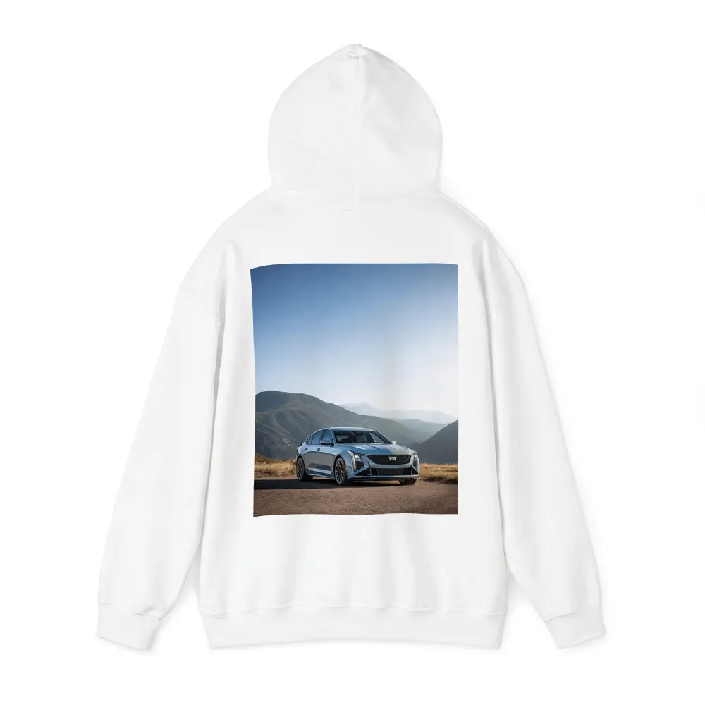 Cadillac CT5 Silver Sedan Mountain Road – Hoodies