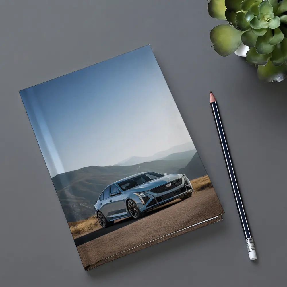 Cadillac CT5 Silver Sedan Mountain Road – Notebooks