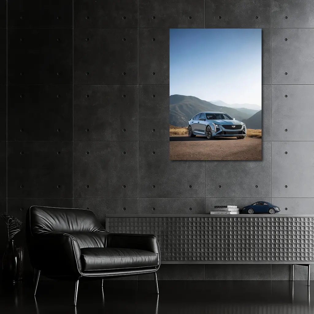 Cadillac CT5 Silver Sedan Mountain Road – Wall Art