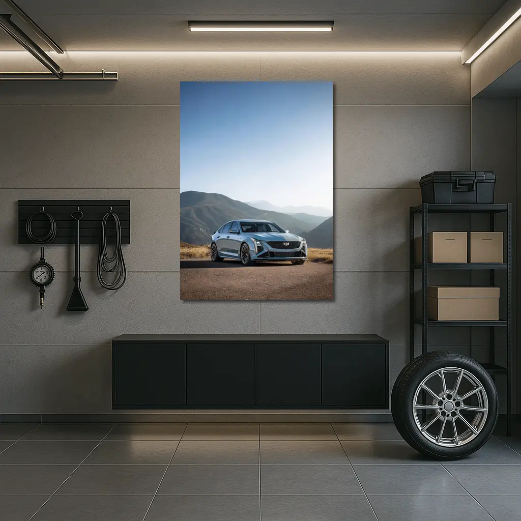 Cadillac CT5 Silver Sedan Mountain Road – Wall Art