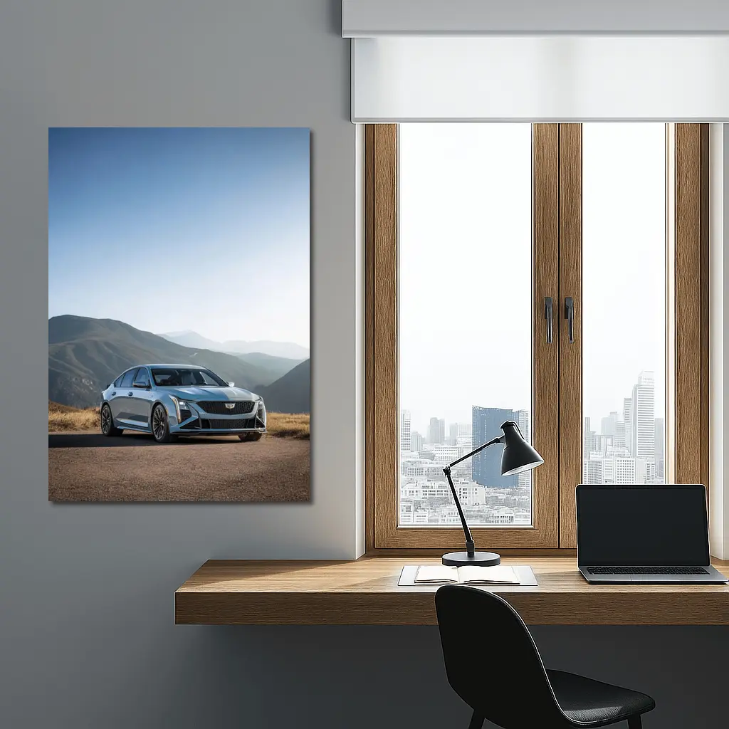 Cadillac CT5 Silver Sedan Mountain Road – Wall Art