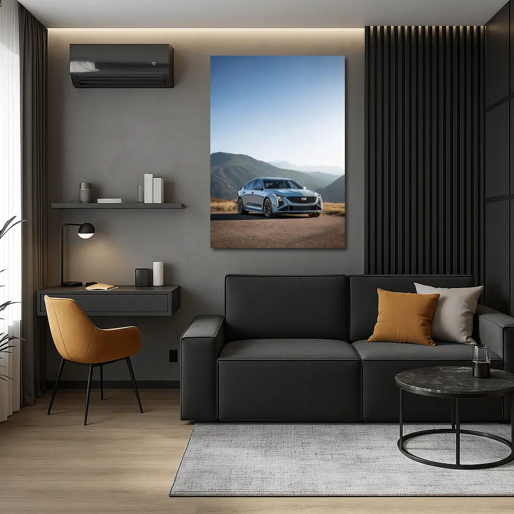 Cadillac CT5 Silver Sedan Mountain Road – Wall Art