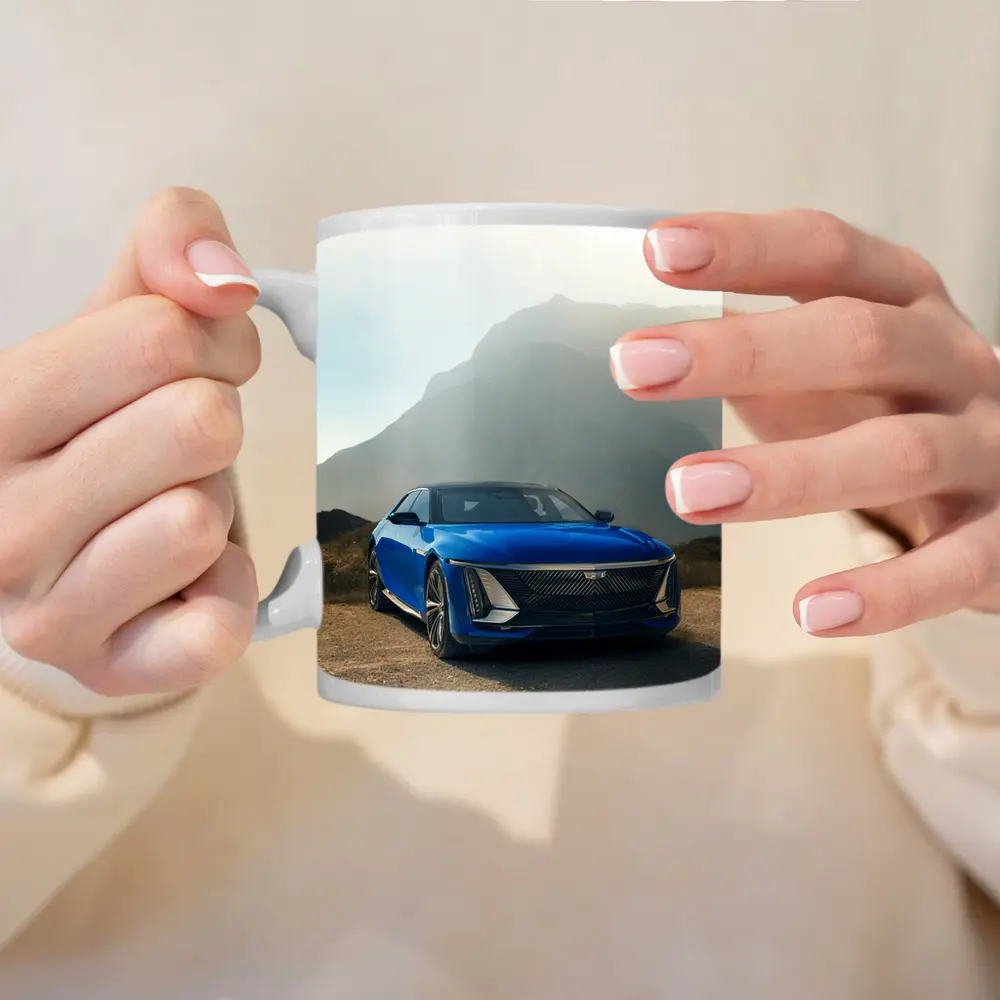 Cadillac Celestiq Blue Mountain Landscape Art – Mugs