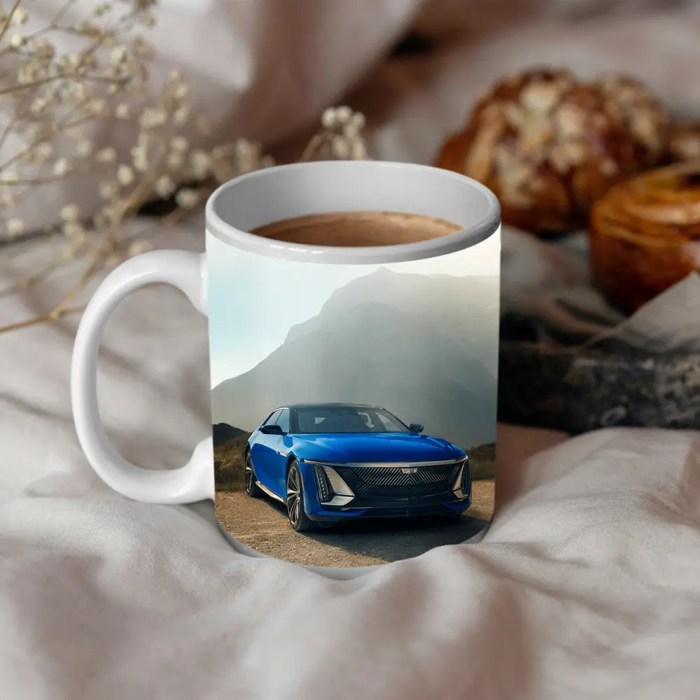 Cadillac Celestiq Blue Mountain Landscape Art – Mugs
