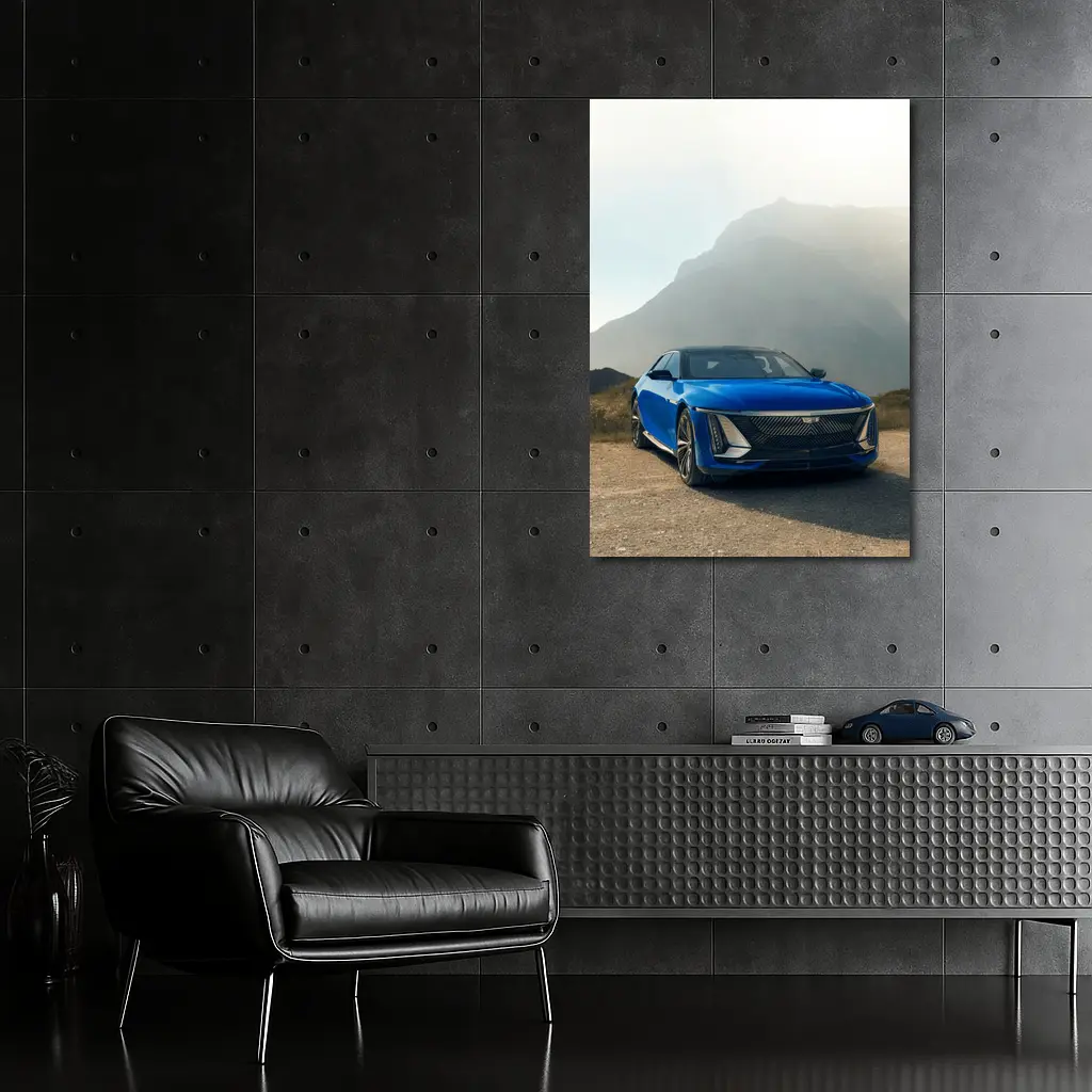 Cadillac Celestiq Blue Mountain Landscape Art – Wall Art