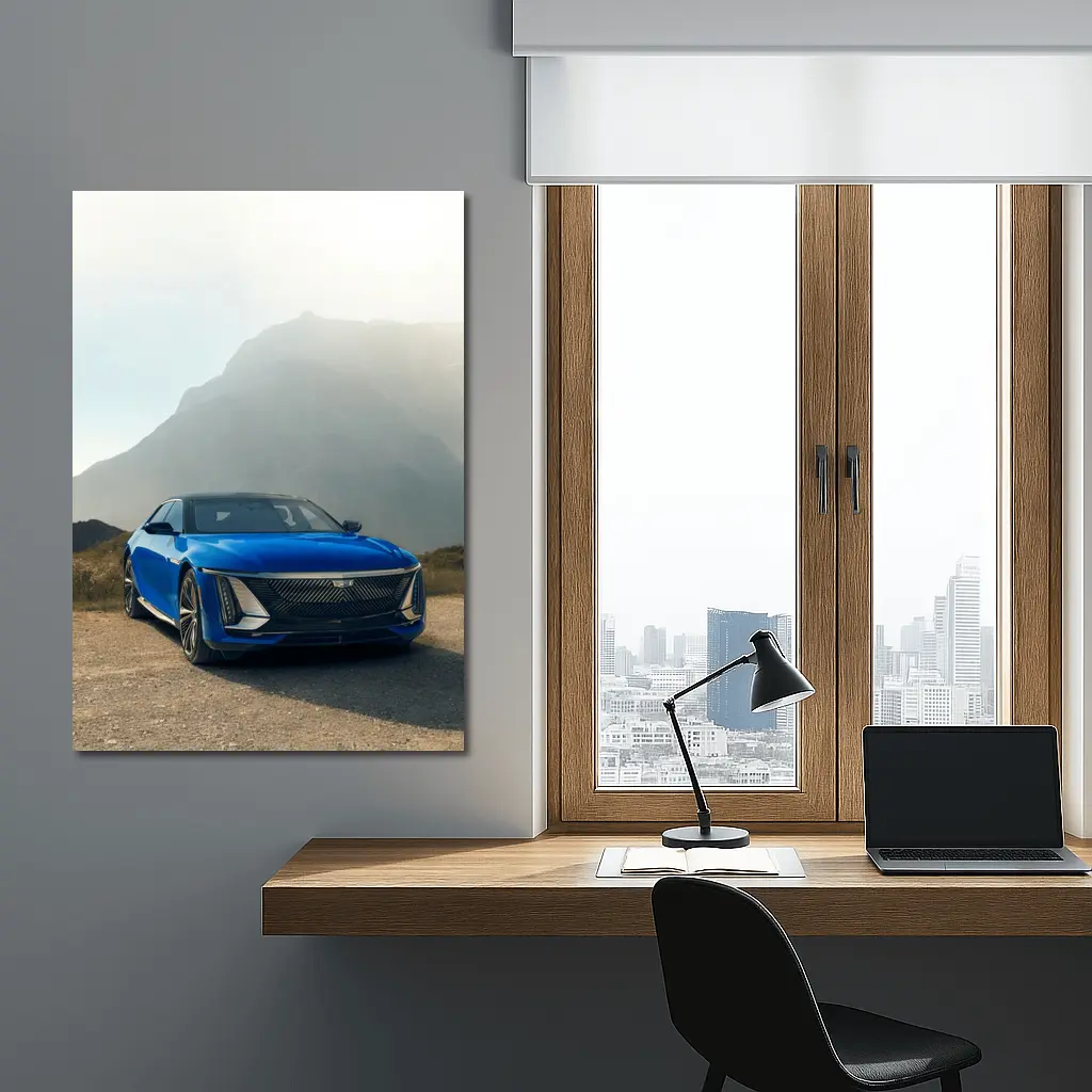 Cadillac Celestiq Blue Mountain Landscape Art – Wall Art
