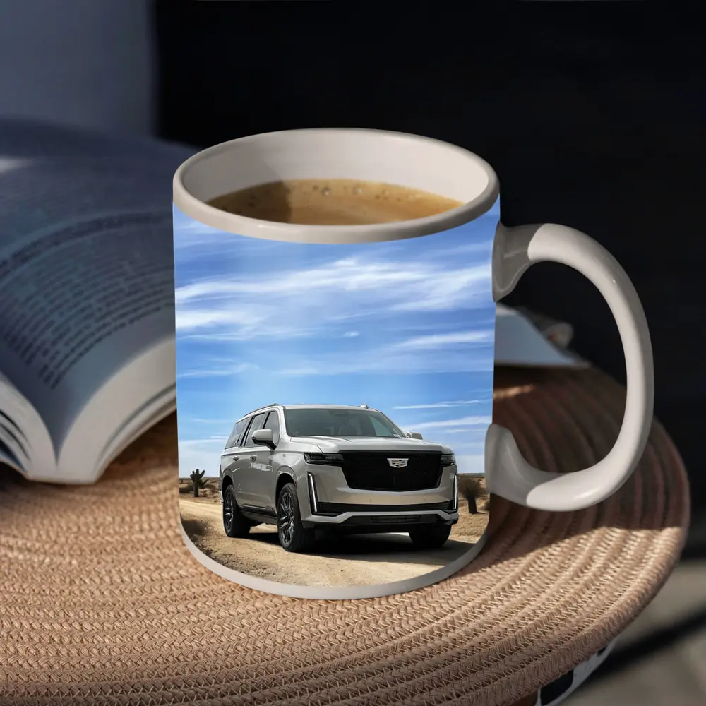 Cadillac Escalade Desert Road Blue Sky – Mugs
