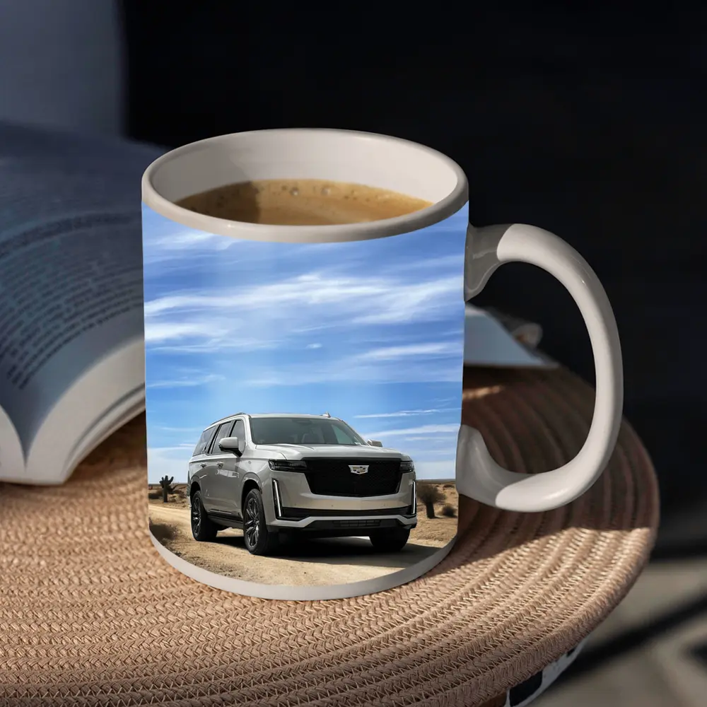 Cadillac Escalade Desert Road Blue Sky – Mugs