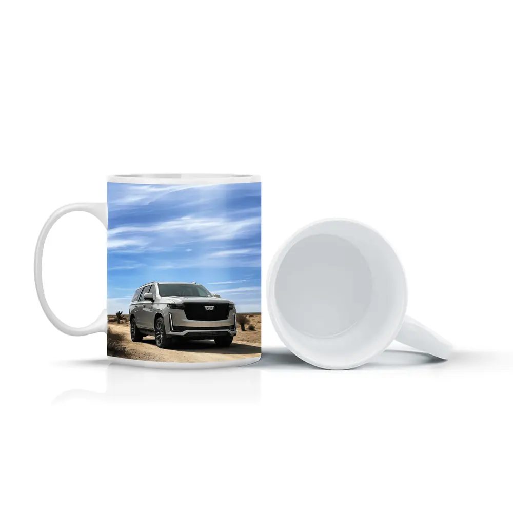 Cadillac Escalade Desert Road Blue Sky – Mugs