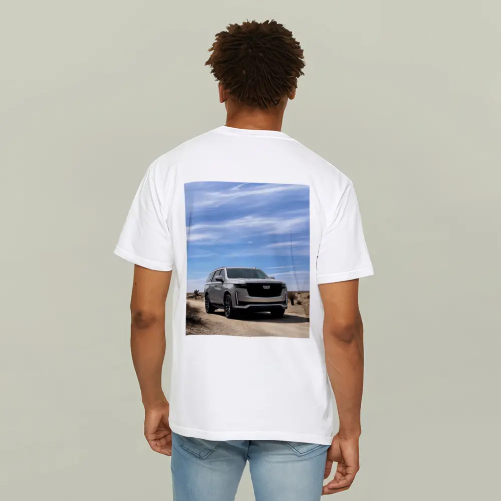 Cadillac Escalade Desert Road Blue Sky – T-Shirts
