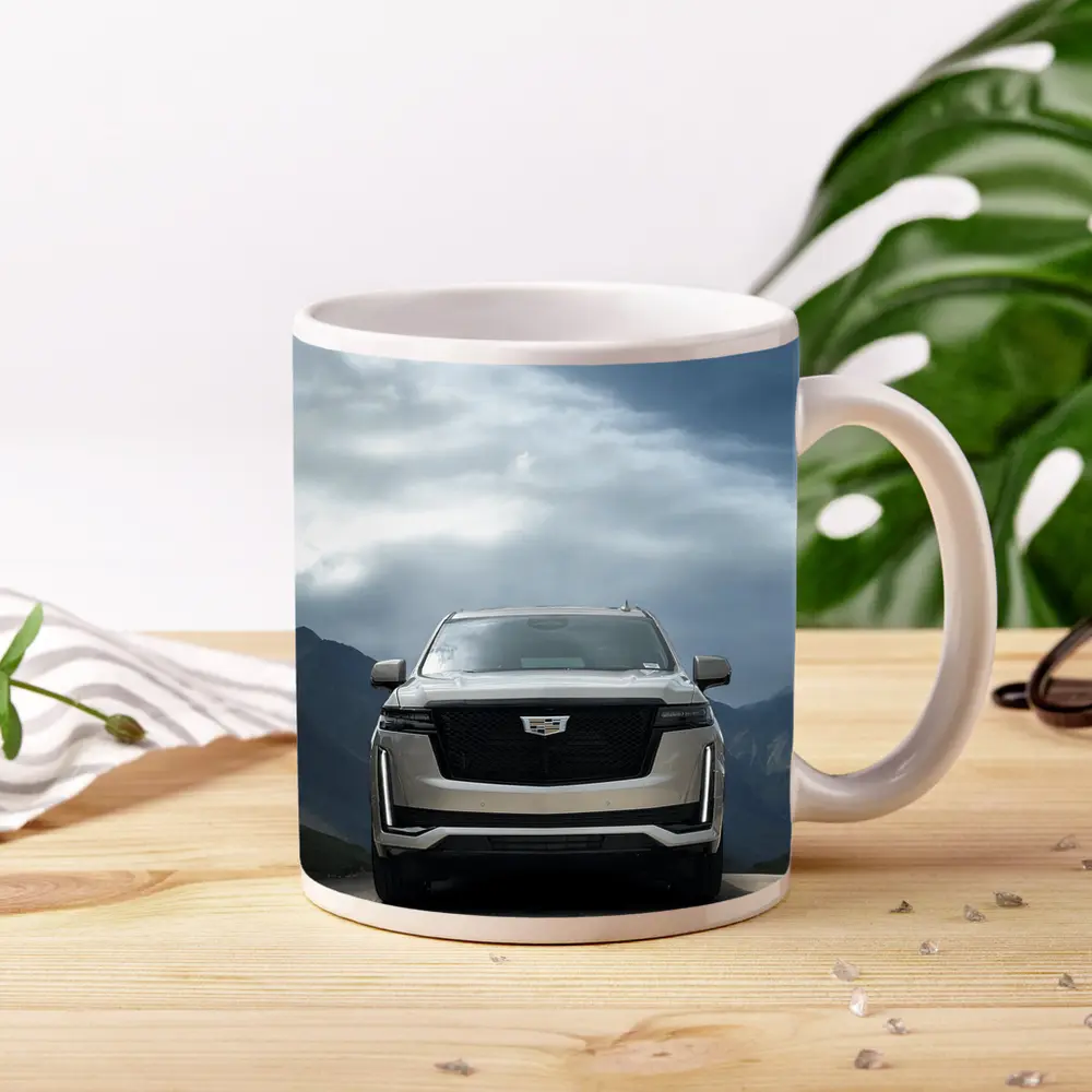 Cadillac Escalade Front View Mountain Road – Mugs