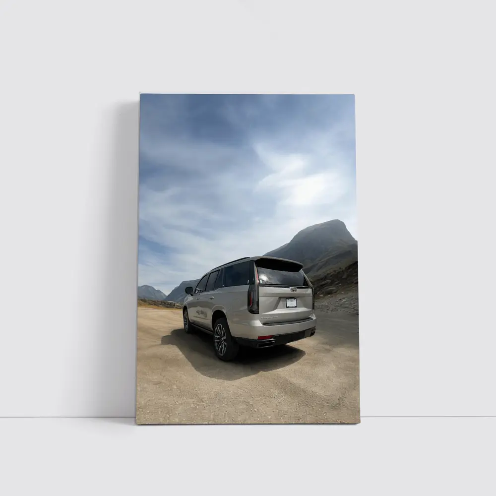 Cadillac Escalade Silver SUV Mountain Road – Wall Art