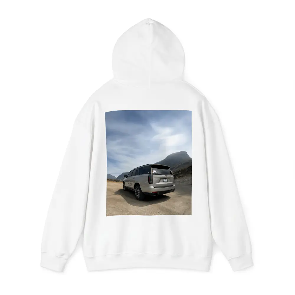 Cadillac Escalade Silver SUV Mountain Road – Hoodies