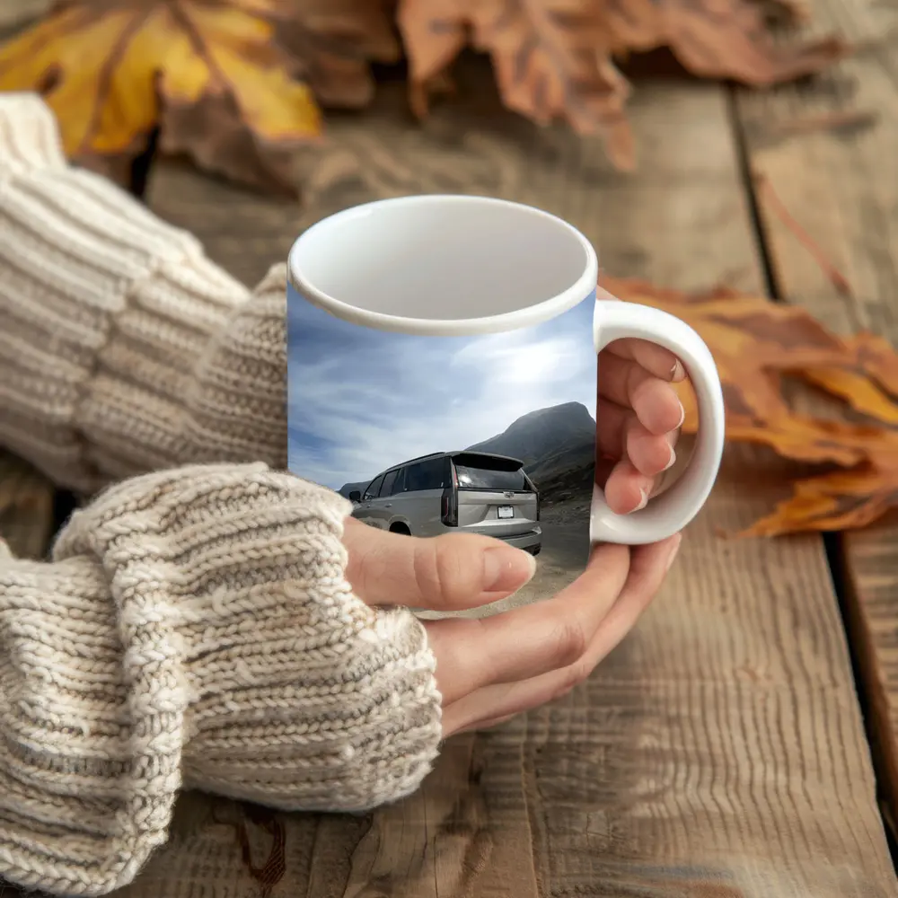 Cadillac Escalade Silver SUV Mountain Road – Mugs