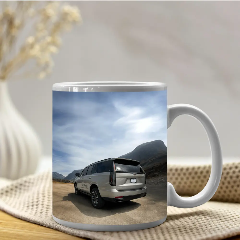 Cadillac Escalade Silver SUV Mountain Road – Mugs