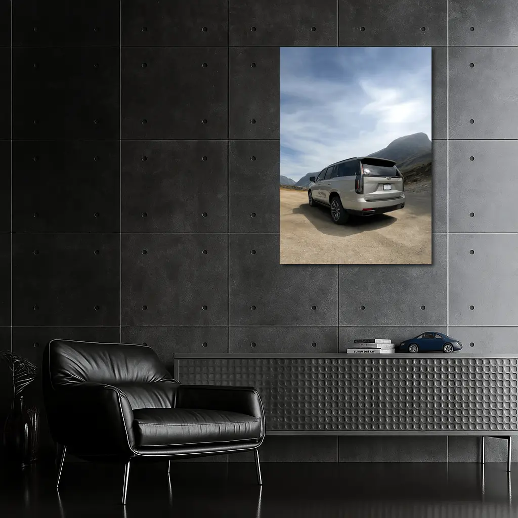 Cadillac Escalade Silver SUV Mountain Road – Wall Art