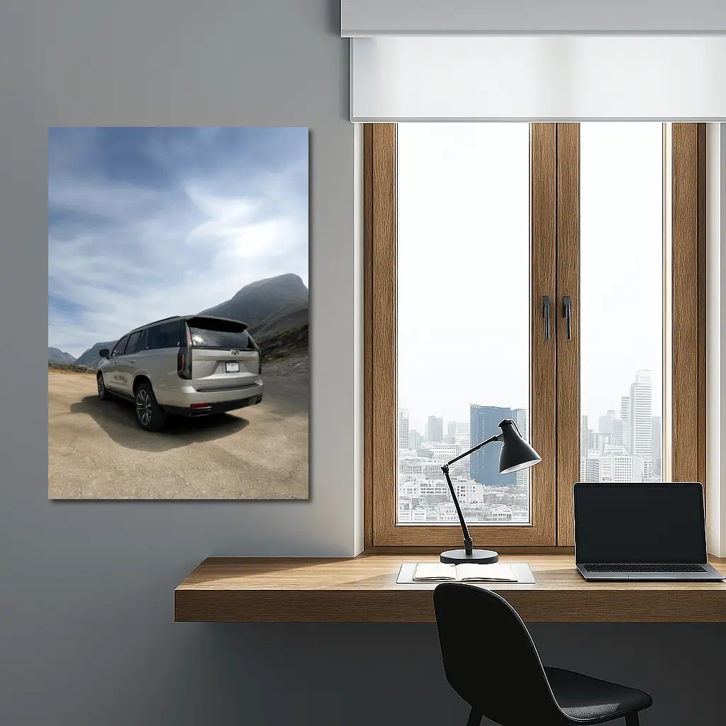 Cadillac Escalade Silver SUV Mountain Road – Wall Art