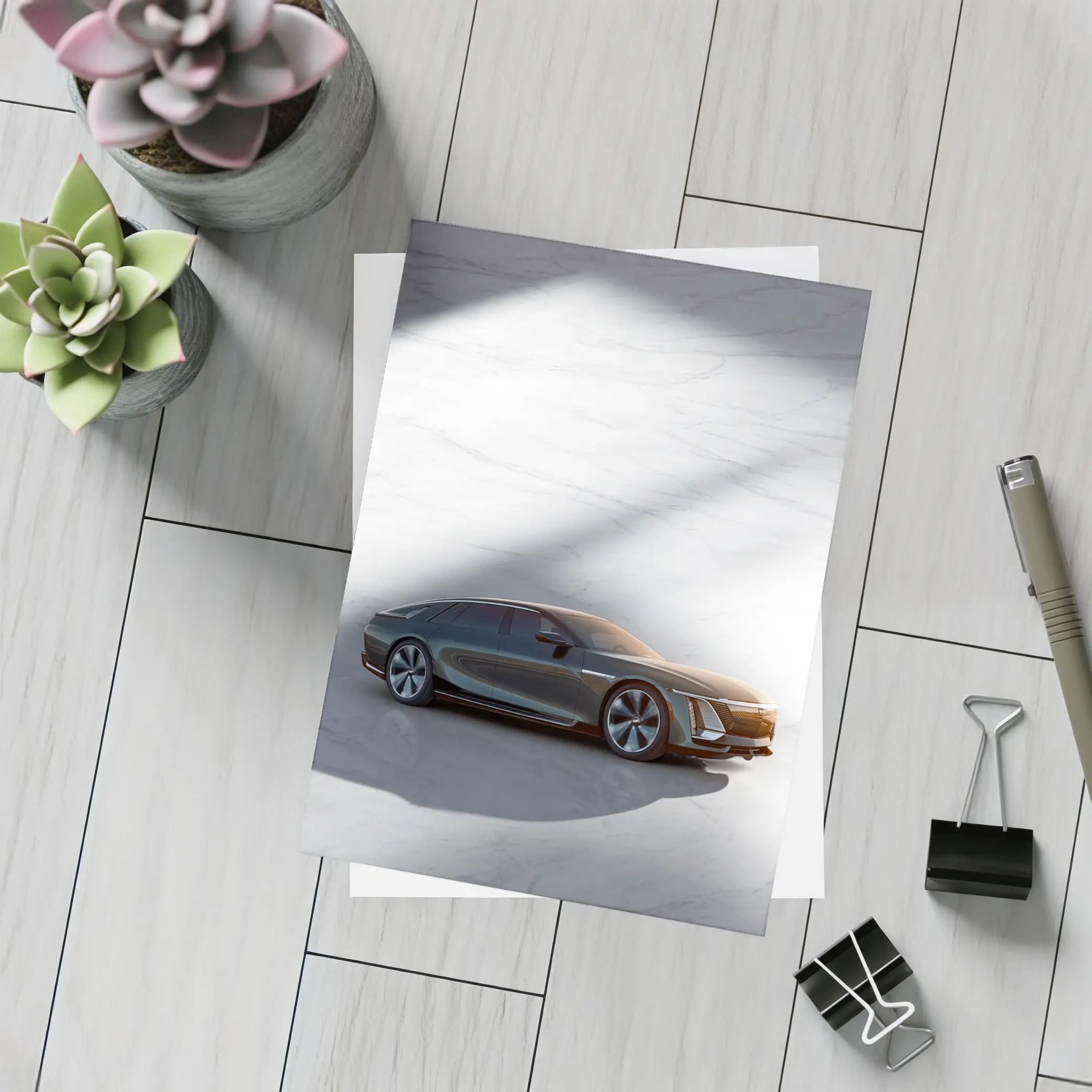 Cadillac Celestiq Concept on Marble Floor – Postcards