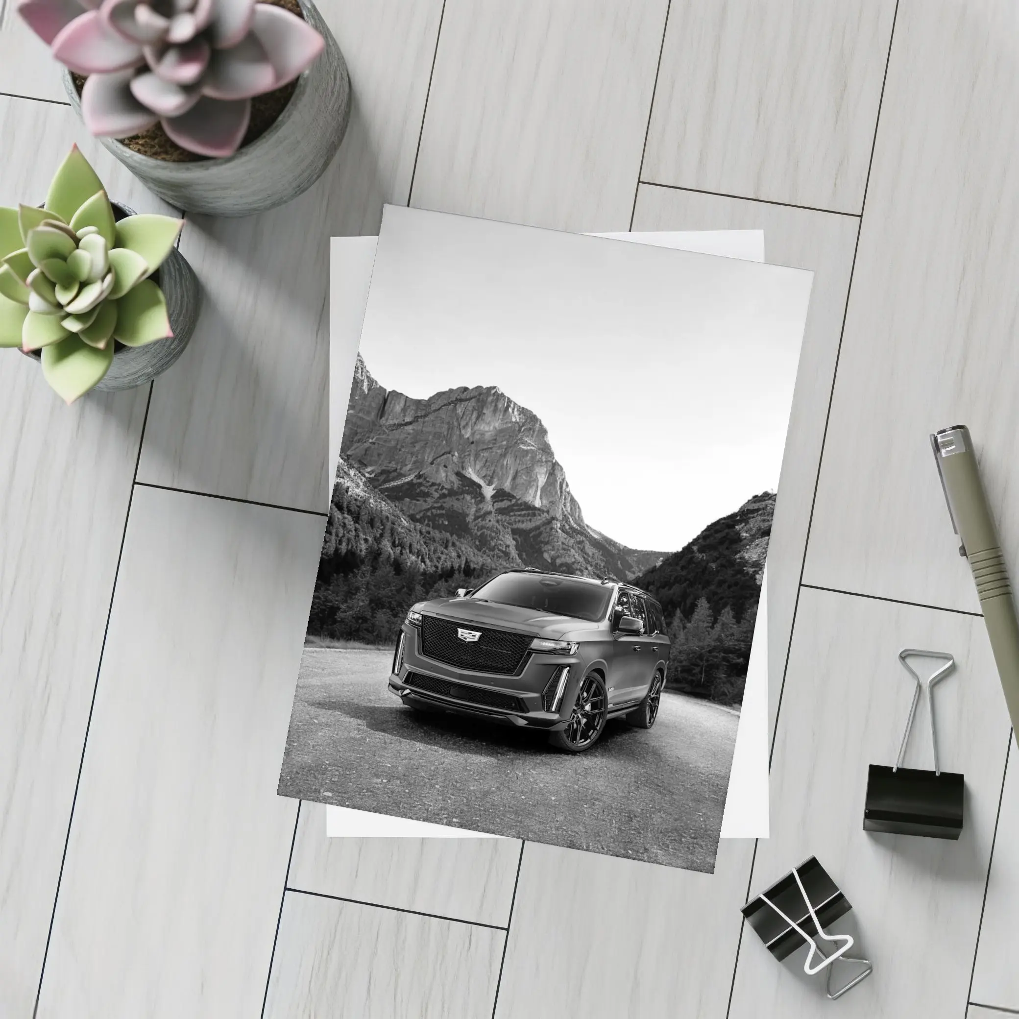 Cadillac Escalade Black Mountain Road Scene – Postcards