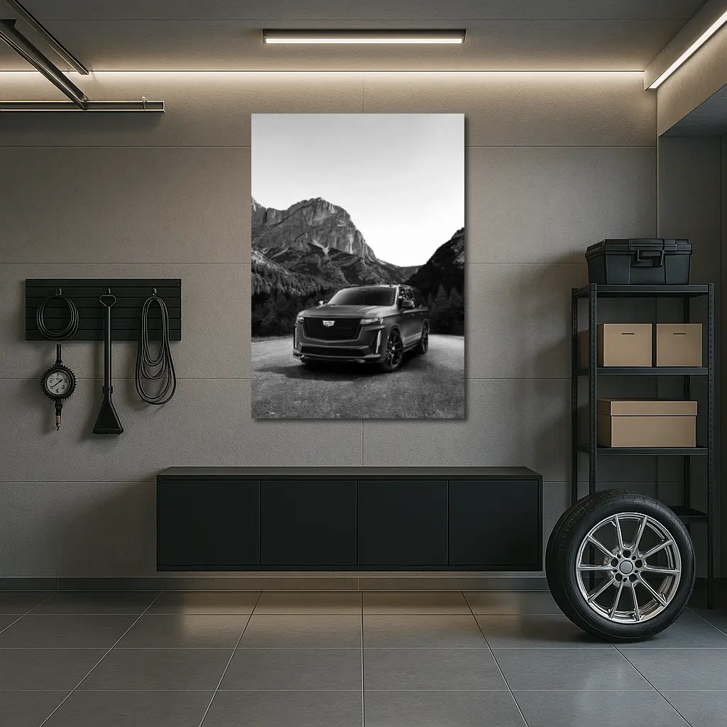 Cadillac Escalade Black Mountain Road Scene – Wall Art