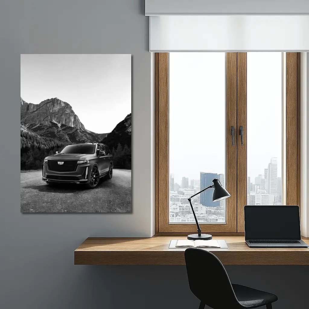 Cadillac Escalade Black Mountain Road Scene – Wall Art