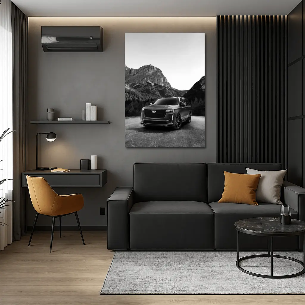 Cadillac Escalade Black Mountain Road Scene – Wall Art