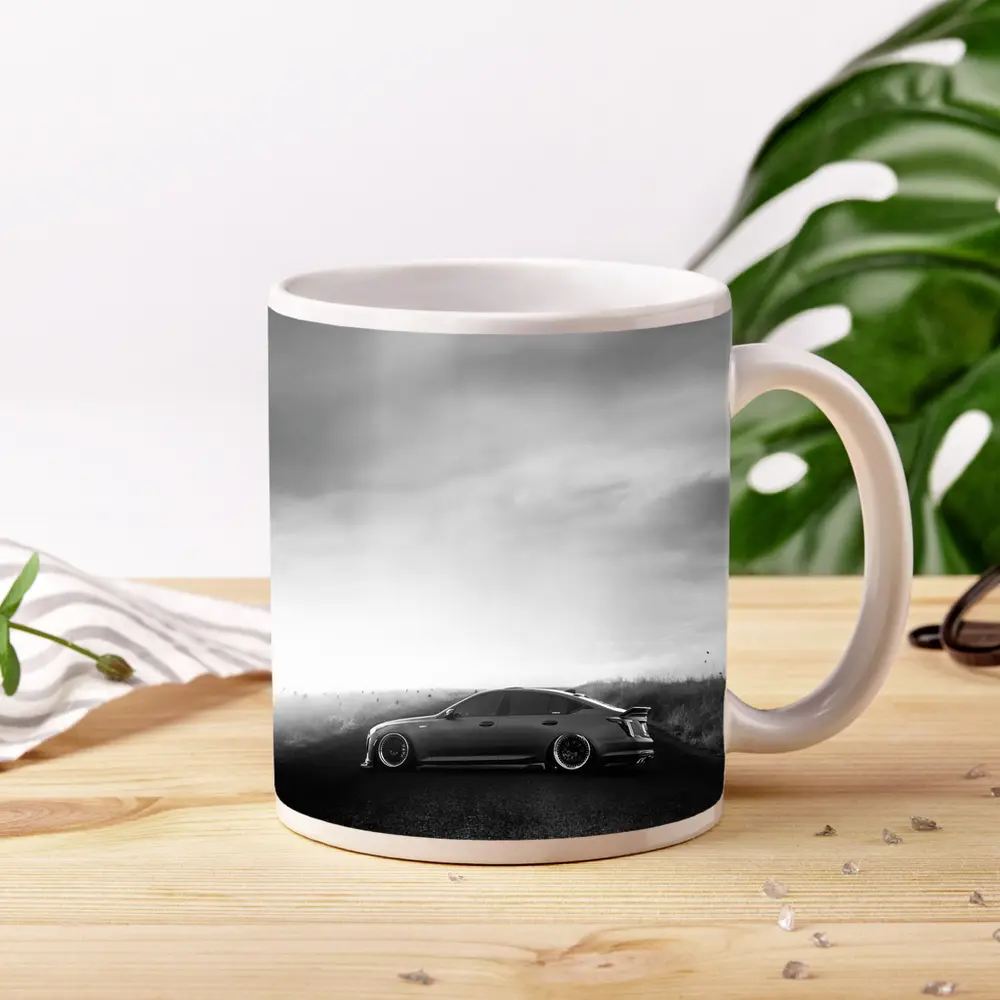 Cadillac CT5 Slammed Black White Road – Mugs