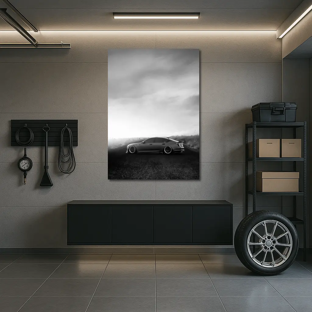 Cadillac CT5 Slammed Black White Road – Wall Art